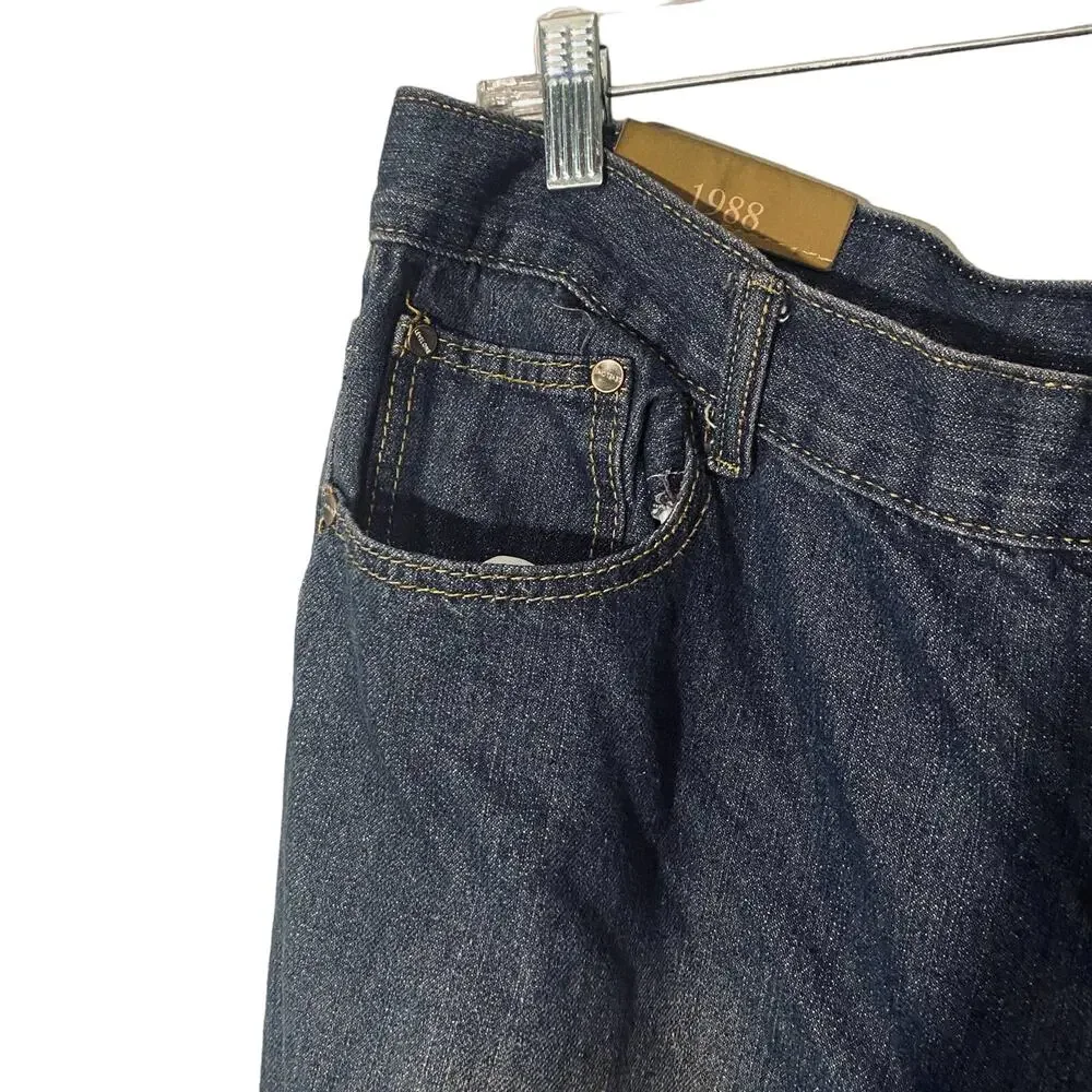 Level One Dark Blue Faded Straight Leg Relaxed Casual Denim Jeans Men Sz 40x32